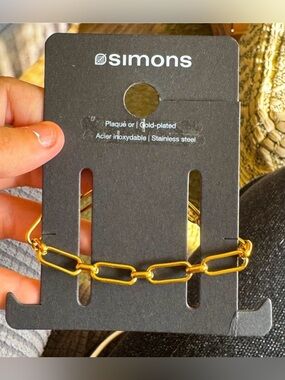 Simons gold plated, stainless steel link bracelet